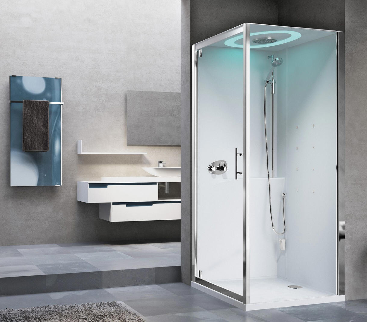 Novellini EON GF Corner shower pod with pivot door entry Leak free